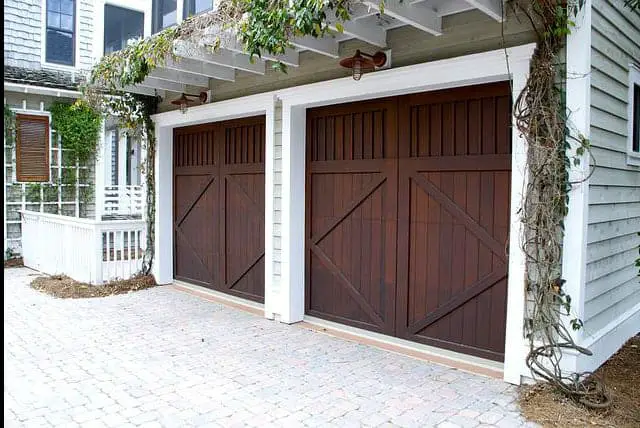 dark wood double garage doors