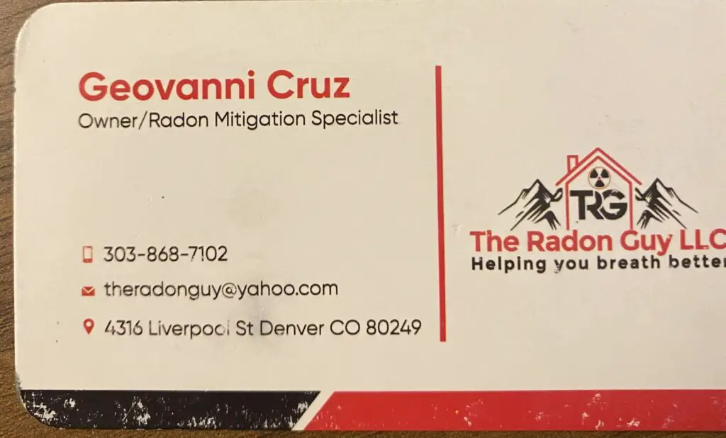 Geovanni "Kratos" Cruz Radon Guy business card